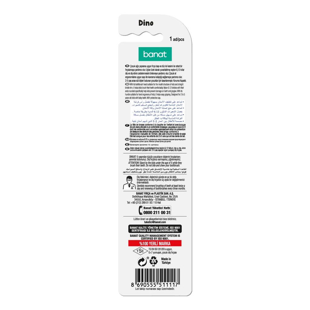 Banat Dino Soft Kids Toothbrush for Gentle Cleaning