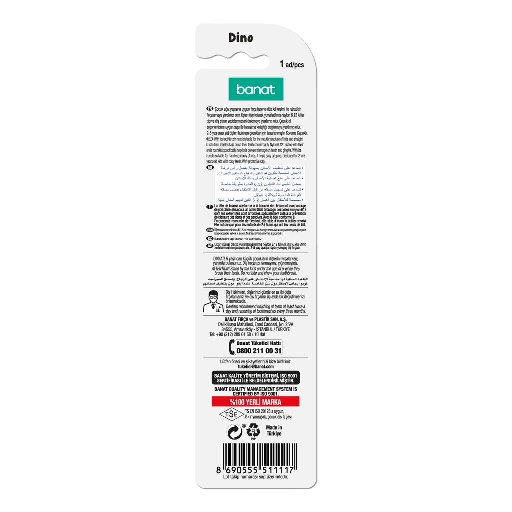 Banat Dino Soft Kids Toothbrush for Gentle Cleaning