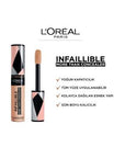 Loreal Paris Infaillible Concealer - High Coverage, Long Lasting Makeup for All Skin Types - 0.37 fl oz Loreal Paris Infaillible Concealer - 24hr High Coverage Loreal Paris Infaillible Concealer, High coverage concealer, Long-lasting concealer, Concealer for all skin types, Makeup concealer, Cosmetics, Beauty products, Makeup essentials, Concealer, Long-lasting makeup, Flawless finish, Nourishing formula, Elastic texture, Large sponge applicator