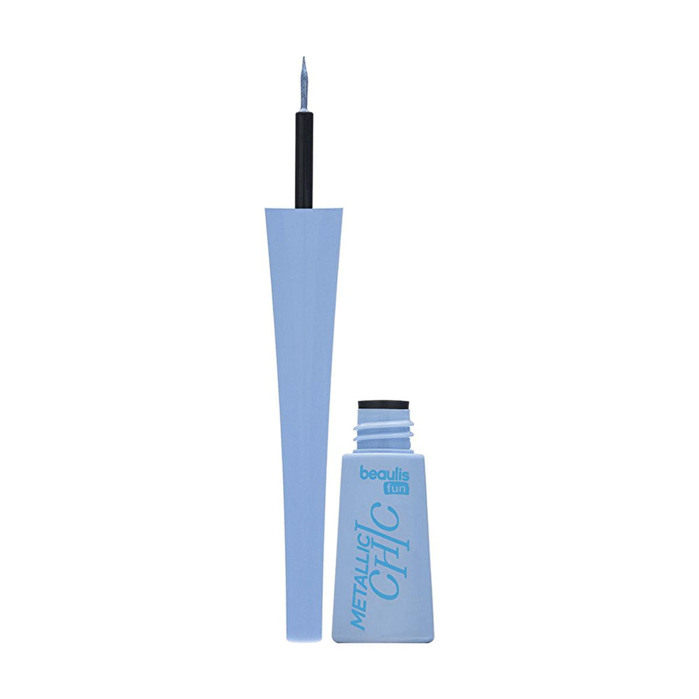 Beaulis Fun Metallic Chic Metalik Dipliner 805 Blue Sparkle - Glamorous Liquid Metallic Eyeliner for Intense Shine - Eyeliner
