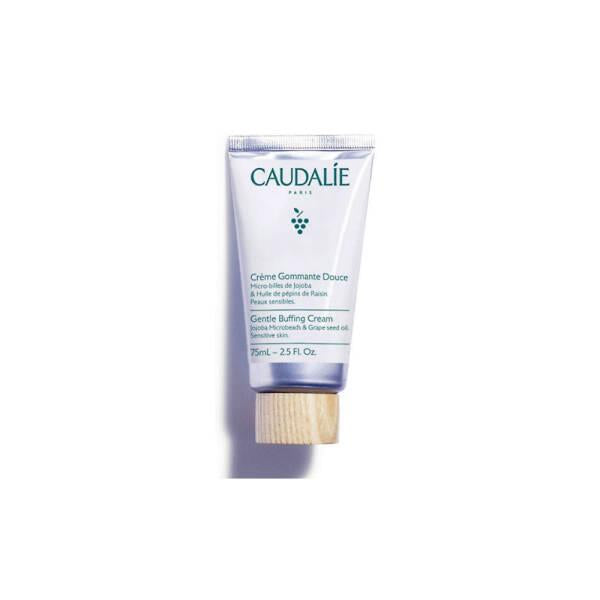 caudalie gentle buffing cream 75ml packaging, applying caudalie gentle buffing cream on face Caudalie Gentle Buffing Cream - Skin Exfoliant | 75ml Caudalie Gentle Buffing Cream - Skin Exfoliant | 75ml caudalie, gentle-buffing-cream, skin-exfoliant, sensitive-skin, skincare, facial-care, exfoliating-cream, glow-enhancer, hydrating, ai-generated