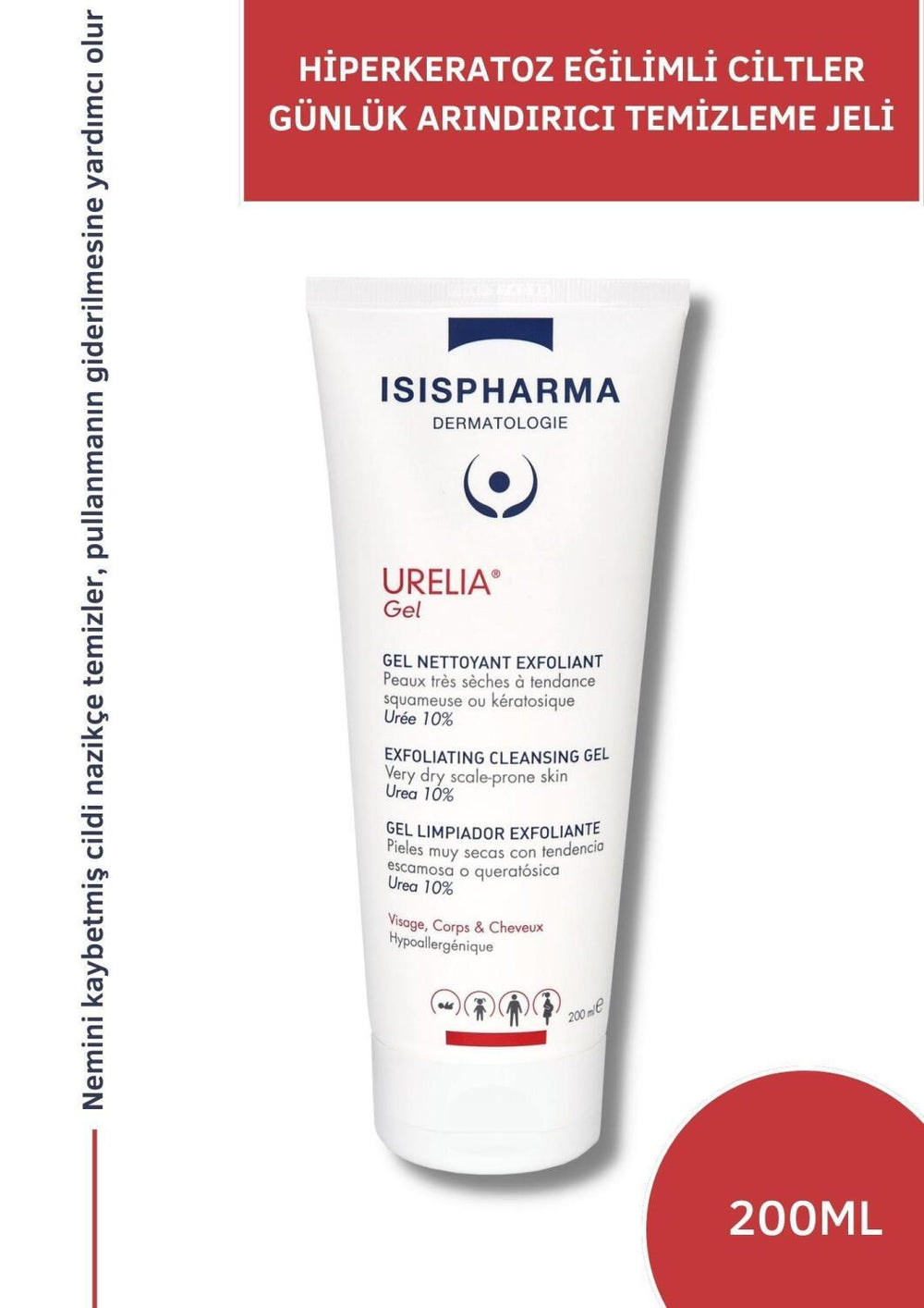 Isis Urelia Gel Cleanser For Face, Hair & Body - 200ml, Gentle & Versatile Sensitive Skin Care - Cleanser