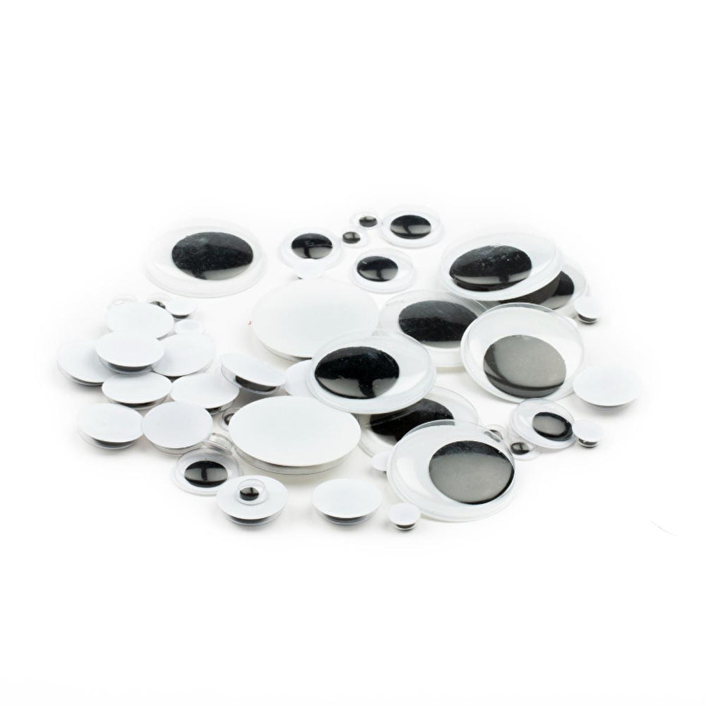 Lino Oynar Craft Eyes - 50 Pack Mixed Black & White Wiggle Eyes for DIY Crafts & Toys - Toy