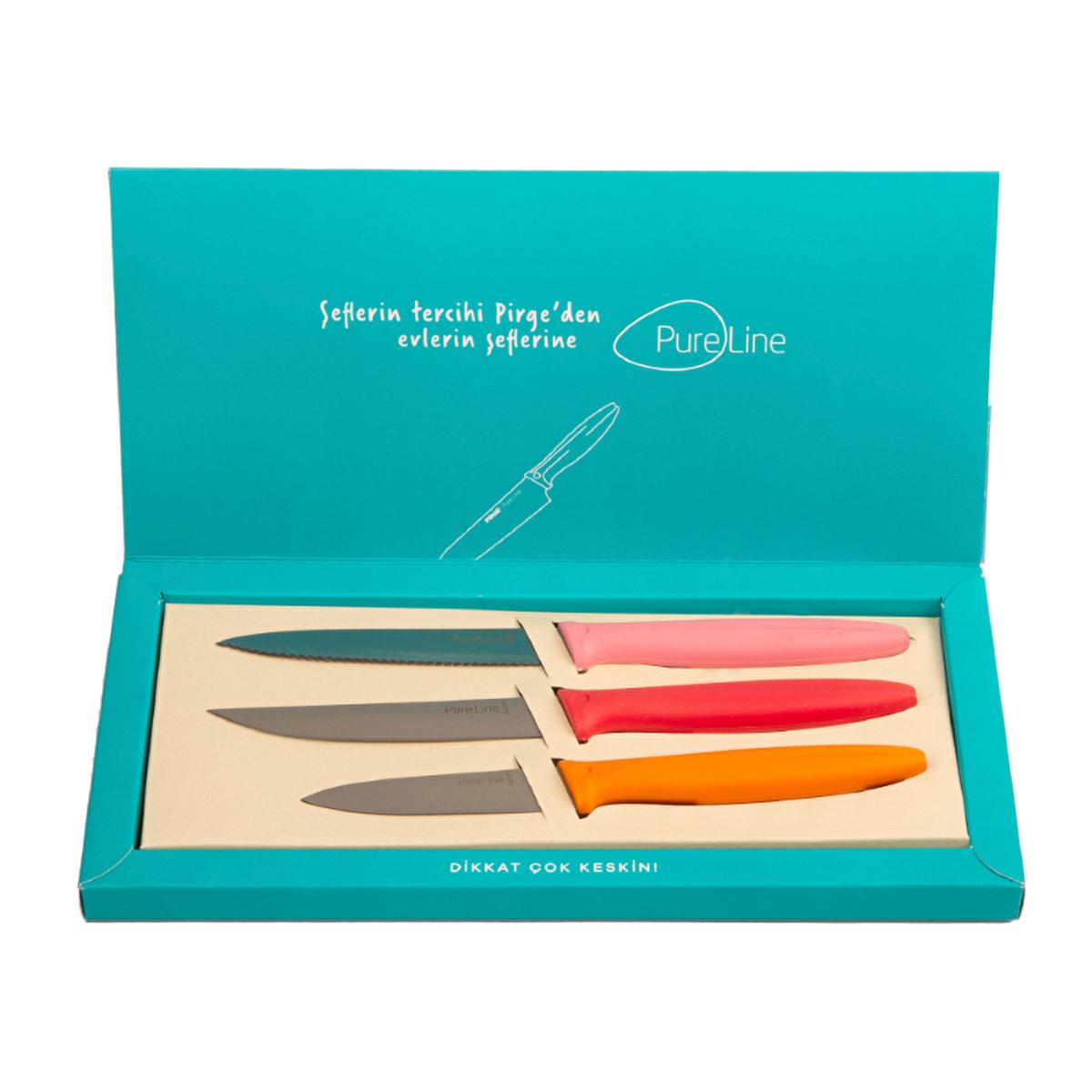 Pirge Pure Line Kitchen Knife Set - High Carbon Stainless Steel, Ergonomic Handle - 46104 Pirge Pure Line Kitchen Knife Set - High Carbon & Ergonomic Kitchen Knife Set, Stainless Steel Knives, Ergonomic Handle Knives, High Carbon Knives, Pure Line Kitchen Utensils, Kitchen Essentials, Cooking Utensils, Chef's Tools, Kitchen Gifts