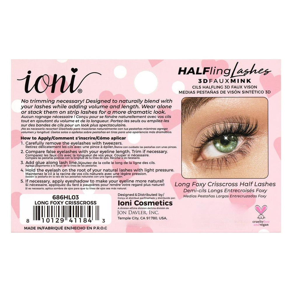 IONI Extra Long Criss-Cross Half Lashes for Flared Volume