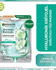 garnier hyaluronic cooling face mask package, application of garnier hyaluronic cooling face mask Garnier Hyaluronic Cooling Face Mask - Anti-Fatigue | 27g Garnier Hyaluronic Cooling Face Mask - 27g garnier, hyaluronic-acid, cooling-mask, anti-fatigue, moisturizing, skincare, face-mask, hydration, cucumber-extract, ai-generated