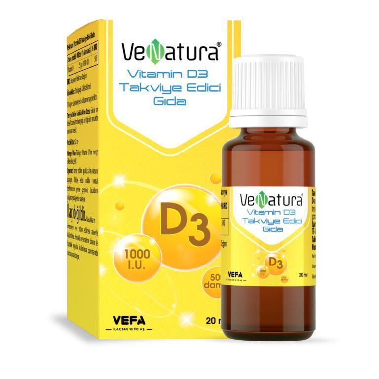 VeNatura Vitamin D3 1000 IU Liquid Supplement for Adults - Supports Bone Health & Immune Function - Vitamin & Supplement