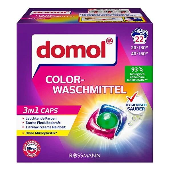 Domol 3-in-1 Color Laundry Detergent Capsules: Deep Cleaning, Stain Removal, Eco-Friendly, Vibrant Colors - 22 Loads Domol 3-in-1 Laundry Capsules: Color Safe & Stain Removal laundry detergent capsules, color laundry detergent, stain remover detergent, 3-in-1 laundry pods, low temperature laundry detergent, eco-friendly laundry detergent, laundry detergent for colored clothes, deep cleaning laundry capsules, laundry pods, color safe detergent, stain removal, color protection, recyclable packaging, low tempe
