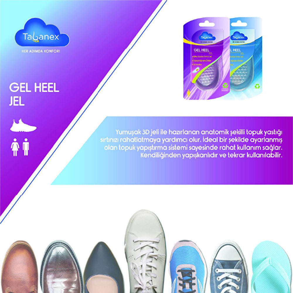 Tabanex Heel Pads/Inserts - Gel Heel Inserts for Comfortable Shoe Inserts, Reusable Adhesive Heel Cushions for Back - view 4