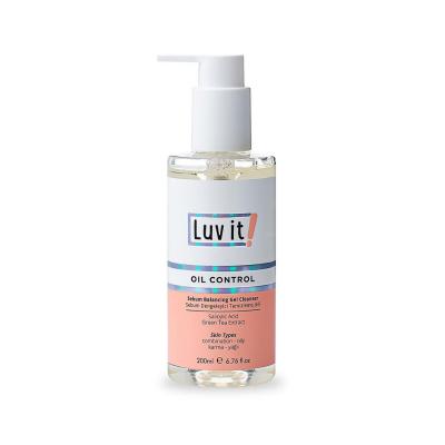 luvit sebum controlling cleansing gel bottle, application of luvit sebum controlling cleansing gel Luv It! Sebum Controlling Cleansing Gel - 200 ml Luv It! Sebum Controlling Cleansing Gel - 200 ml oil-control, cleansing-gel, acne-care, skincare, oily-skin, hypoallergenic, snail-extract, aloe-vera, personal-care, ai-generated