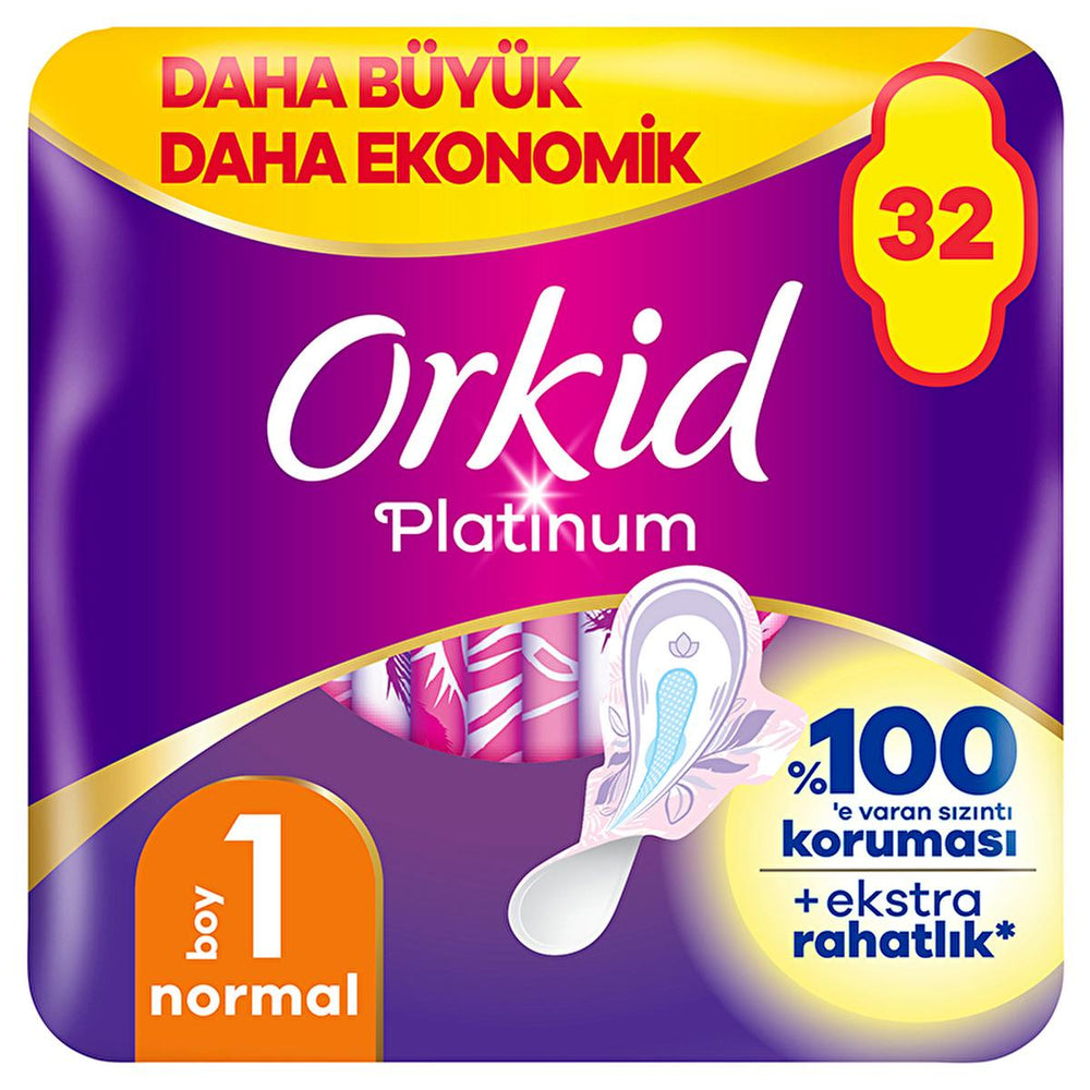 Orkid Platinum Normal Hygienic Pads for Light Flow - 32 Count - Hygiene Products