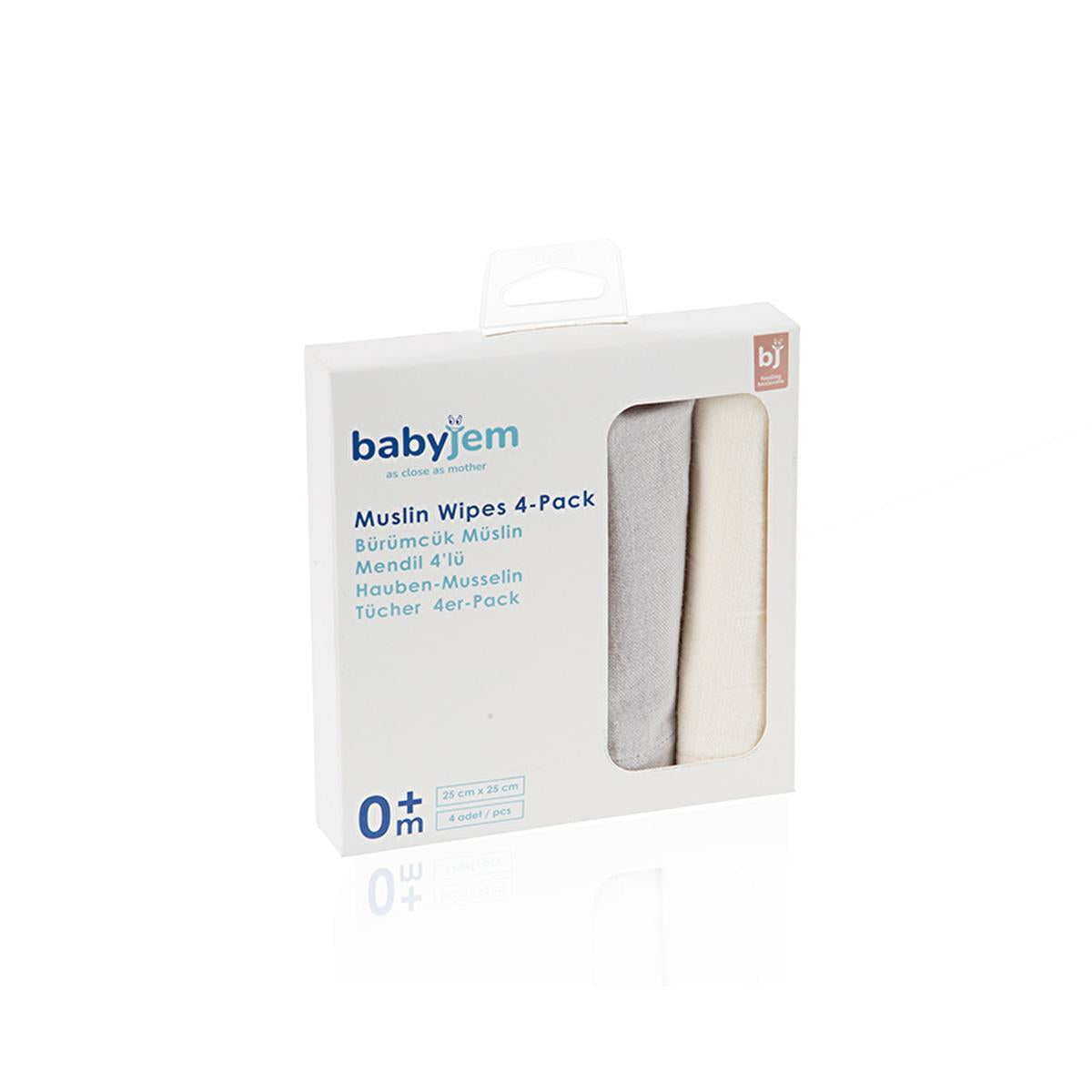 Babyjem Baby Muslin Cloth - Soft, Multi-Purpose Cloth for Baby Care Essentials - Pack of 4 Baby Muslin Cloth by Babyjem - Soft & Multi-Purpose baby muslin cloth, muslin cloth, baby care essentials, soft baby cloth, multi-purpose baby cloth, baby hygiene products, babyjem, ecru baby cloth, pack of 4, gentle baby products, baby comfort, newborn essentials, baby gift ideas