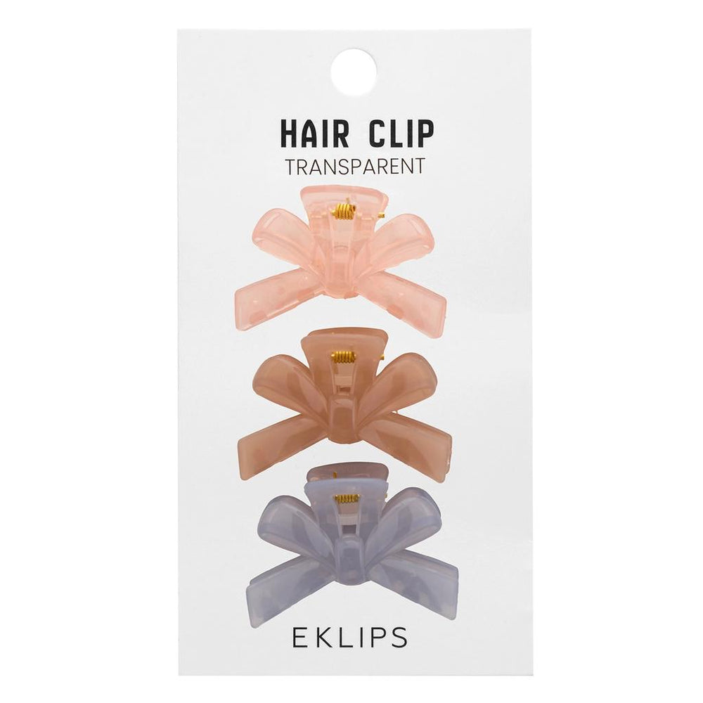 Eklips Pastel Ribbon Hair Clips Transparent Bows 3-Pack