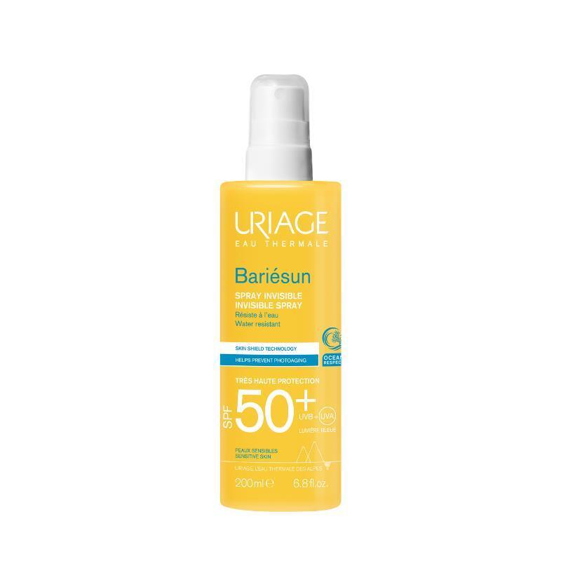 uriage bariesun spf50 invisible spray bottle, uv protection spray for face and body Uriage Bariesun SPF50 Invisible Spray - Waterproof Protection | 200 ml Uriage Bariesun SPF50 Invisible Spray 200 ml uriage, sunscreen, spf50, invisible-spray, waterproof, sun-protection, skincare, active-lifestyle, ai-generated, parents