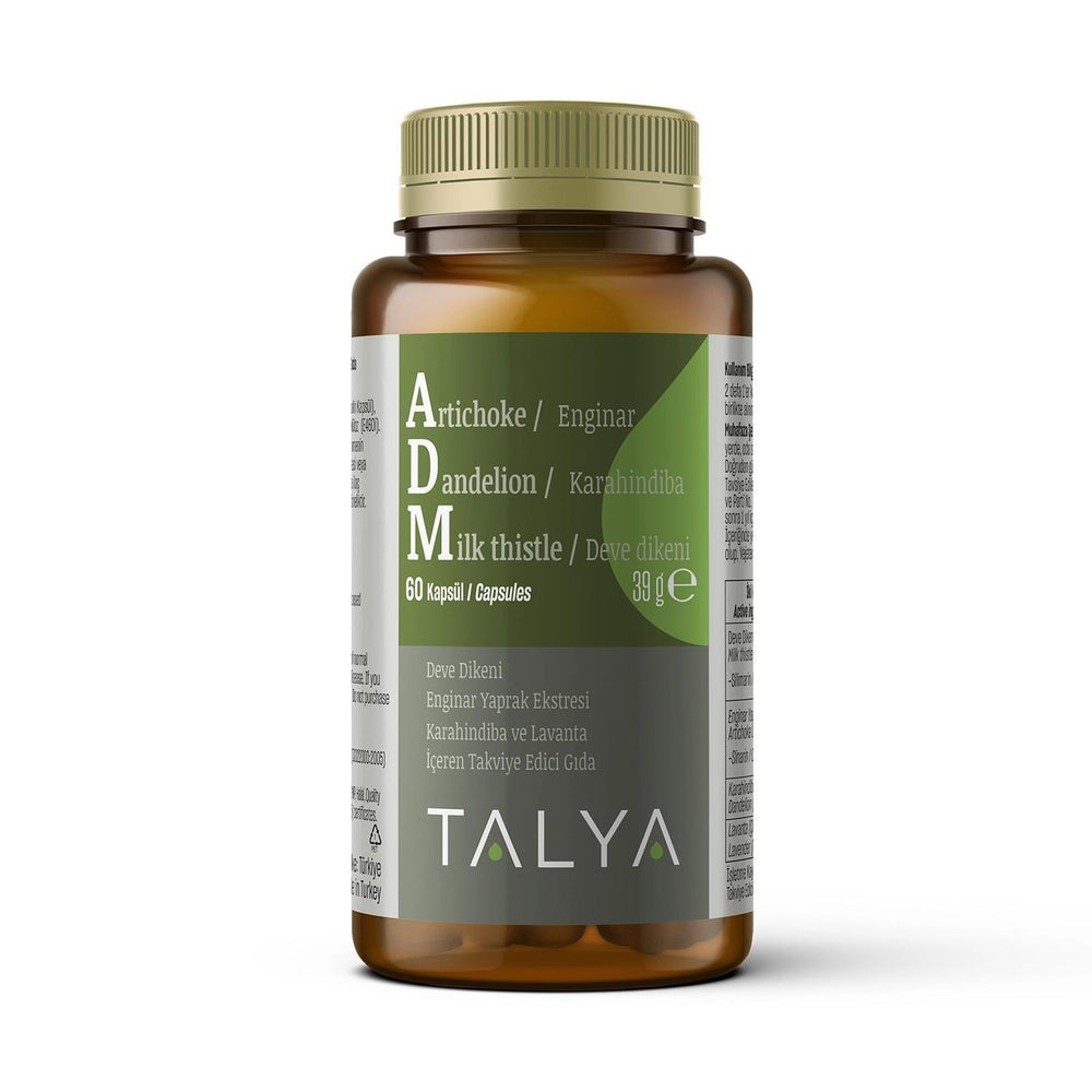 Talya Adm Artichoke Dandelion Milk Thistle Dietary Supplement - 60 Capsules for Liver & Digestive - Vitamin & Supplement