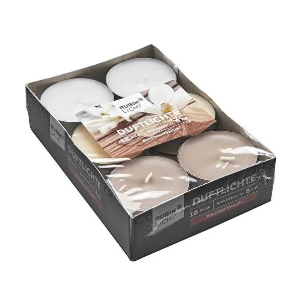 Rubin Licht Bourbon Vanilya Scented Candles - 12 Pack Maxi Size, Long Burning Time up to 8 Hours, Relaxing Ambiance for Home Decor Rubin Licht Bourbon Vanilya Scented Candles - 12 Pack Scented Candles, Bourbon Vanilya Fragrance, Maxi Candles, Home Decor, Relaxing Ambiance, Long Burning Candles, Candle Set, Gift Ideas, Home Fragrance, Ambiance Enhancement, Relaxation, Vanilla Scented Candles, Candle Pack, Interior Decor