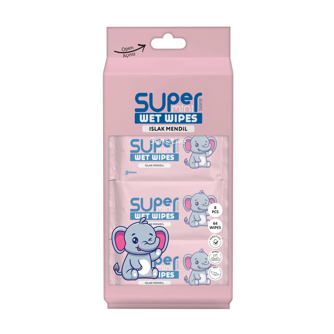 Venteks Super Mini Wet Wipes Compact Pocket Pack 8-Count