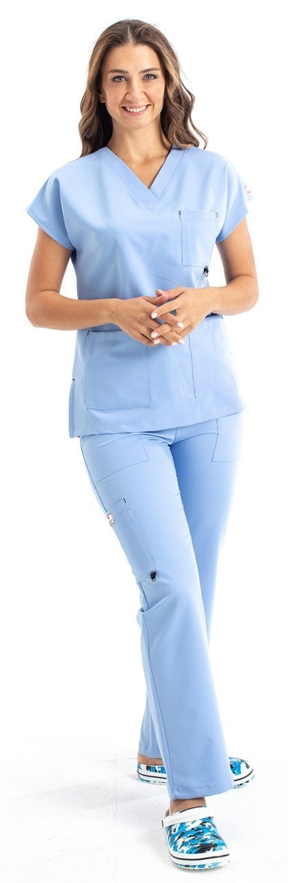 Labor Dr. Elastik Lycra Women's Surgical Scrubs in Sea Blue
