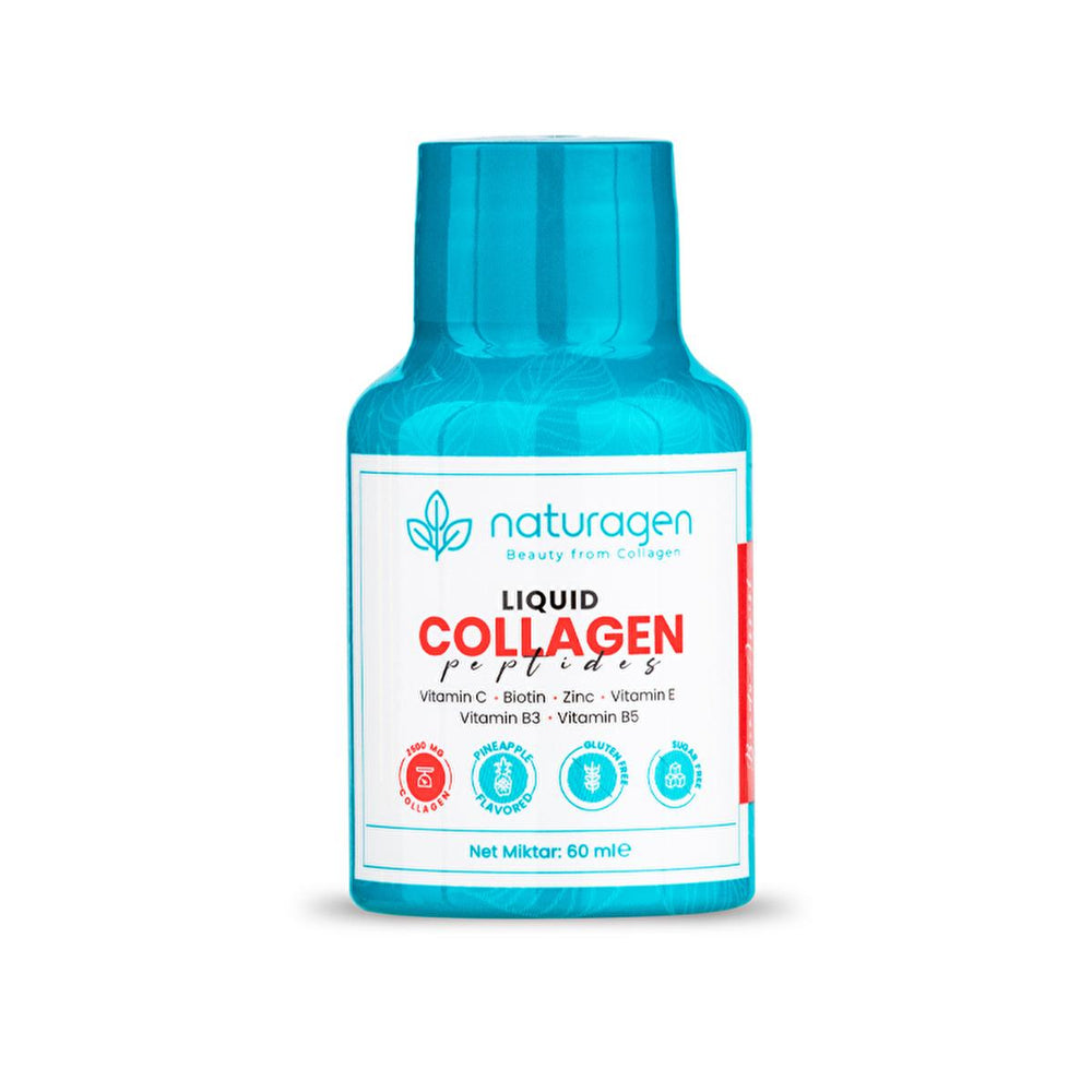 Naturagen Liquid Collagen Peptides Shots - 2500mg Type I&III Collagen, Gluten-Free, Halal Certified - Vitamin & Supplement