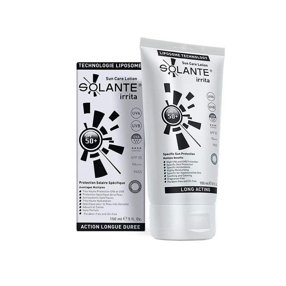 Solante Irrita Sunscreen for Sensitive Skin - SPF 50+, 5.07 fl oz Solante Irrita Sunscreen SPF 50+ for Sensitive Skin sunscreen for sensitive skin, high SPF sunscreen, UVA/UVB protection, dermatologically tested sunscreen, sunscreen for irritated skin, sensitive skin care, anti-aging sunscreen, paraben-free sunscreen, perfume-free sunscreen, SPF 50+, Solante Irrita