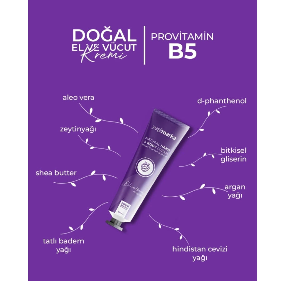 Yesilmarka Blackberry Hand & Body Cream for Soft Skin 75ml