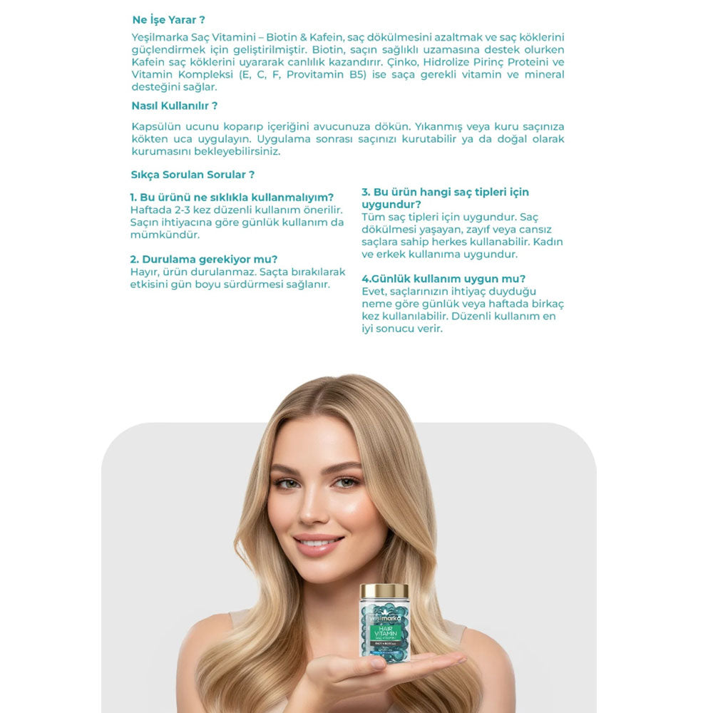 Yesilmarka Biotin Hair Oil with Caffeine and Zinc, 15 ML