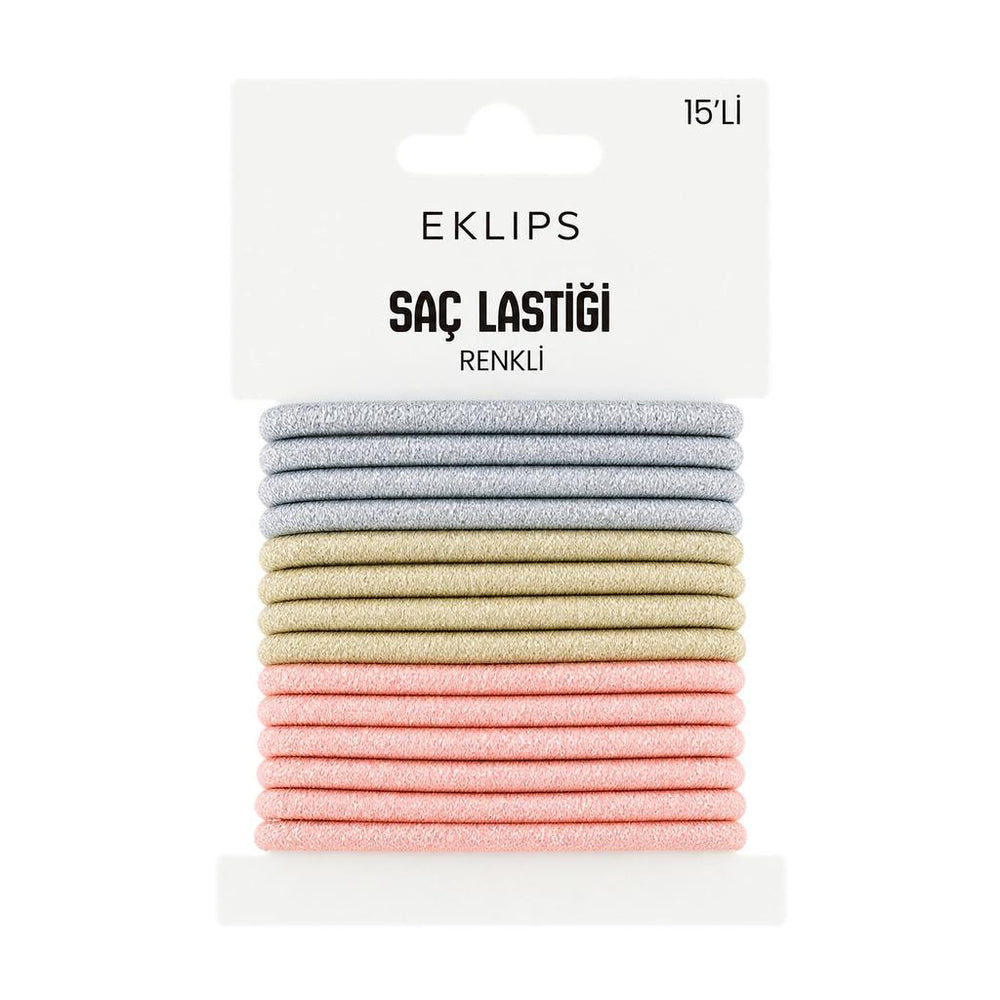 Eklips 15-Pack Sparkly Silver and Gold Elastic Hair Ties