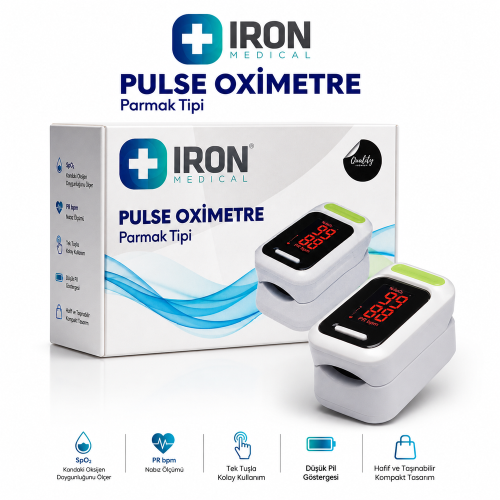 Iron Medical Fingertip Pulse Oximeter for Oxygen Saturation 1 Unit