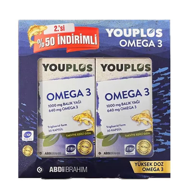 YouPlus Daily 1000mg Omega-3 Fish Oil Softgels 60 Count