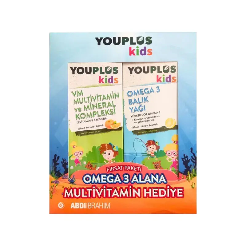 Youplus Kids Omega 3 Fish Oil &amp; Multivitamin Set 2x150ml