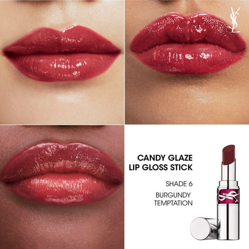 YSL Loveshine Candy Glaze Lip Gloss 06 Burgundy Temptation