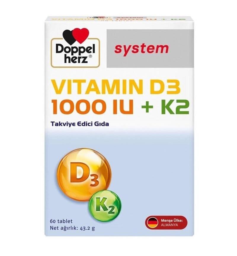 Doppelherz Vitamin D3 1000 IU + K2 Supplement - 60 Tablets for Bone Health and Immune Support Doppelherz Vitamin D3 + K2 - Bone & Immune Health Vitamin D3 supplement, Vitamin K2 supplement, Doppelherz Vitamin D3 + K2, Bone health supplement, Dietary supplement for adults, Immune system support, Calcium metabolism, Cardiovascular health, Adults concerned about bone health, Individuals with Vitamin D or K deficiency, Health-conscious consumers, Preventive supplementation, Nutritional supplement, Wellness prod