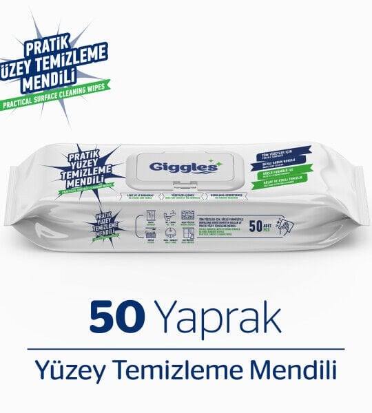 Giggles Surface Cleaning Wipes White Soap Scent 50 Count