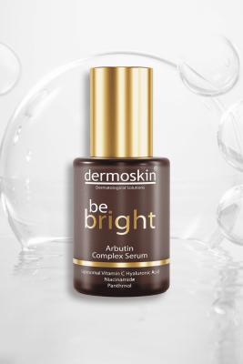 dermoskin be bright arbutin complex serum bottle, dermoskin serum applied on skin Dermoskin Be Bright Arbutin Complex Serum - 30ml Dermoskin Be Bright Serum - Arbutin Complex 30ml dermoskin, arbutin-serum, skincare, brightening-serum, anti-aging, skin-tone-evening, hyaluronic-acid, vitamin-c-serum, niacinamide, ai-generated