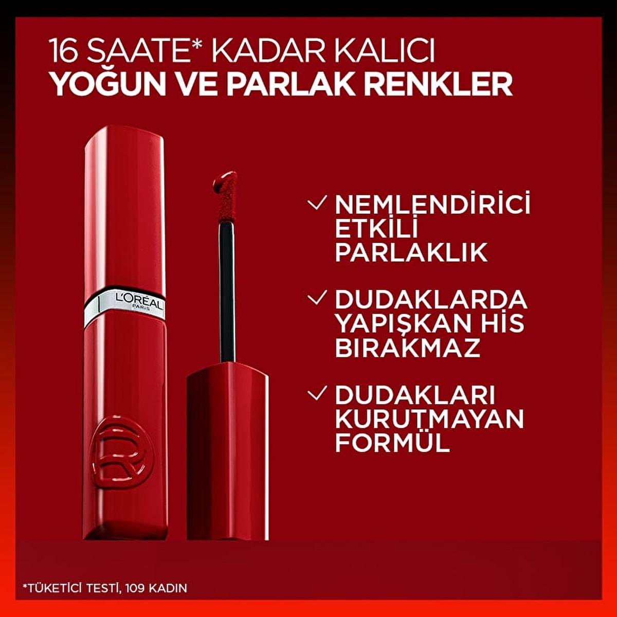 L&#39;Oreal Paris Infaillible Laque Resistance: Long-Lasting, High-Shine, Moisturizing Liquid Lipstick for All-Day Glamour L&#39;Oreal Infaillible: Long-Lasting, High-Shine Liquid Lipstick liquid lipstick, glossy lipstick, long-lasting lipstick, moisturizing lipstick, squalane lipstick, non-sticky lipstick, Loreal lipstick, bright lipstick, shine lipstick, lipstick, lip color, intense shine, long lasting, hydration, squalane, non-sticky, angled applicator, beauty, cosmetics, makeup, lip gloss, vibrant color, all-da