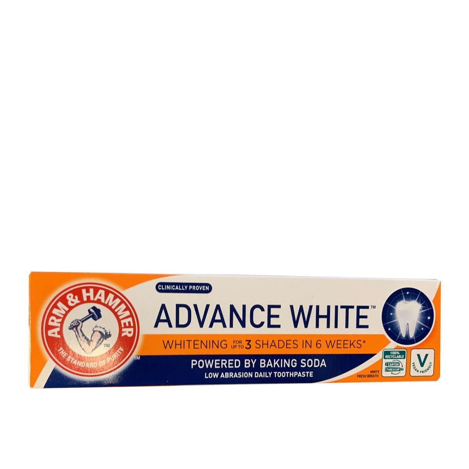 Arm & Hammer Advance White Whitening Toothpaste 75ml - Effective Oral Care Arm & Hammer Advance White Toothpaste 75ml Arm & Hammer toothpaste, whitening toothpaste, Advance White toothpaste, oral care products, teeth whitening, dental care, oral hygiene, toothpaste, Arm & Hammer Advance White, whitening formula, trusted brand, effective oral care