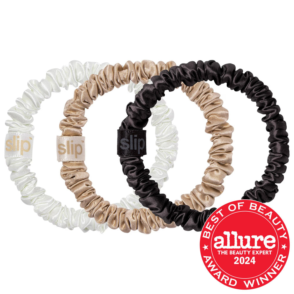 Slip Silk Skinny Scrunchies - 3 Pack: Gentle, Anti-Crease Hair Ties for Breakage Prevention & Healthy Hair Slip Silk Scrunchies: Anti-Breakage, Gentle Hair Ties - 3 Pack Slipsilk scrunchies, silk hair ties, anti-crease hair ties, anti-breakage scrunchies, gentle hair accessories, hair ties for fine hair, hair ties for thick hair, silk scrunchies 3 pack, hair scrunchies, silk hair ties, hair accessories, anti-crease, anti-breakage, hair damage prevention, breakage prevention, split ends, fine hair, medium ha