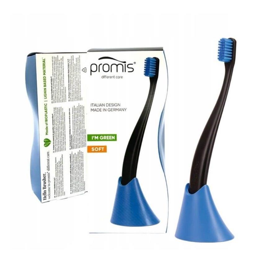 Promis Black Toothbrush &amp; Holder Set for Gentle Care