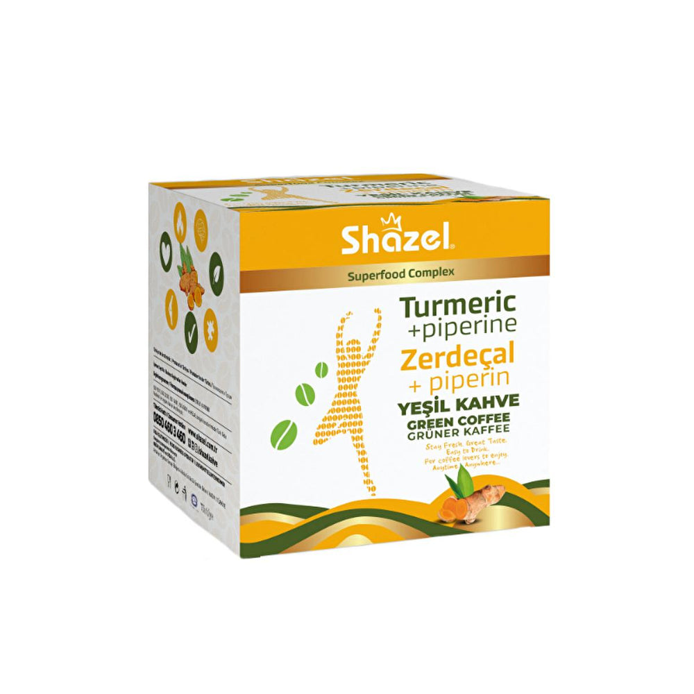 Shazel Green Coffee Turmeric Zerdeçal - 14 Sachets - Anti-Inflammatory, Weight Loss, and Healthy Herbal Coffee Alternative with Natural Sweetener Shazel Green Coffee Turmeric: Weight Loss & Anti-Inflammatory green coffee turmeric, turmeric coffee supplement, weight loss coffee, anti-inflammatory coffee, herbal coffee blend, zerdeçal kahve, green coffee extract, natural sweetener coffee, healthy coffee alternative, green coffee, turmeric, zerdeçal, weight loss, anti-inflammatory, herbal coffee, natural sweet
