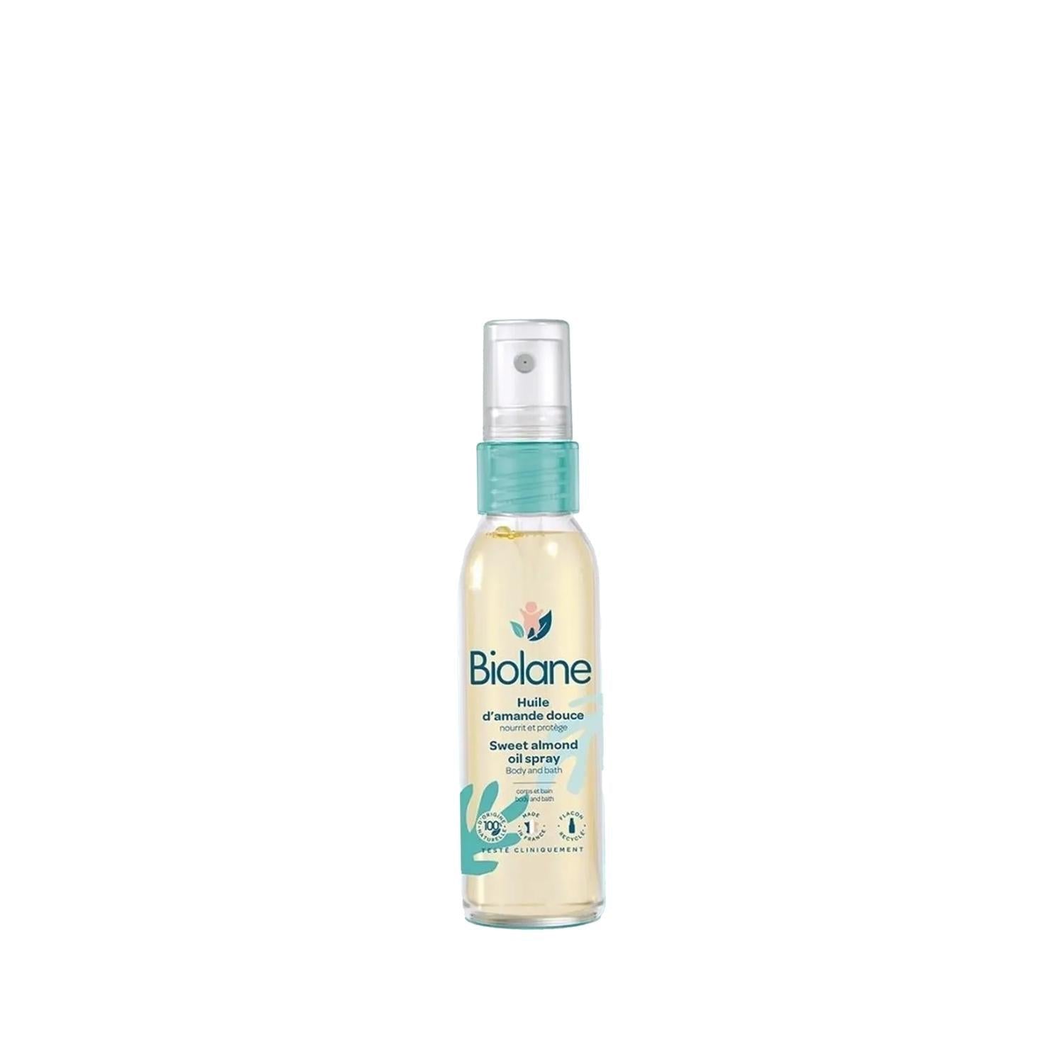 Biolane Sweet Almond Oil Spray For Sensitive Skin &amp; Hair - 75ml, Natural Moisturizer &amp; Nourishment