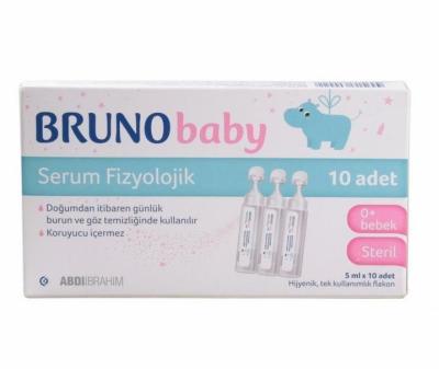 Bruno Baby Saline Solution for Nasal and Eye Care - 5ml x 10 Units, Preservative-Free, Gentle for Newborns Bruno Baby Saline Solution - Gentle Nasal & Eye Care baby saline solution, physiological saline drops for newborns, nasal cleaning for infants, eye care for babies, preservative-free baby hygiene products, baby care, newborn hygiene, gentle baby products, saline drops, baby nasal care, baby eye care
