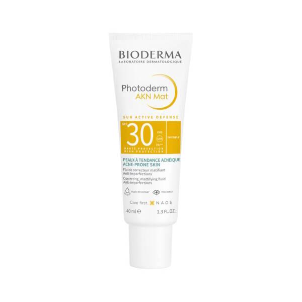 Bioderma Photoderm AKN Mat SPF30 Mattifying Sunscreen Cream for Acne-Prone Skin - 1.35 fl oz Bioderma SPF30 Mattifying Sunscreen Cream for Acne-Prone Skin sunscreen cream, mattifying sunscreen, acne-prone skin, SPF30, non-comedogenic sunscreen, Bioderma, Photoderm AKN Mat, sun protection, mattifying effect, cosmetic, skincare, dermatologically tested