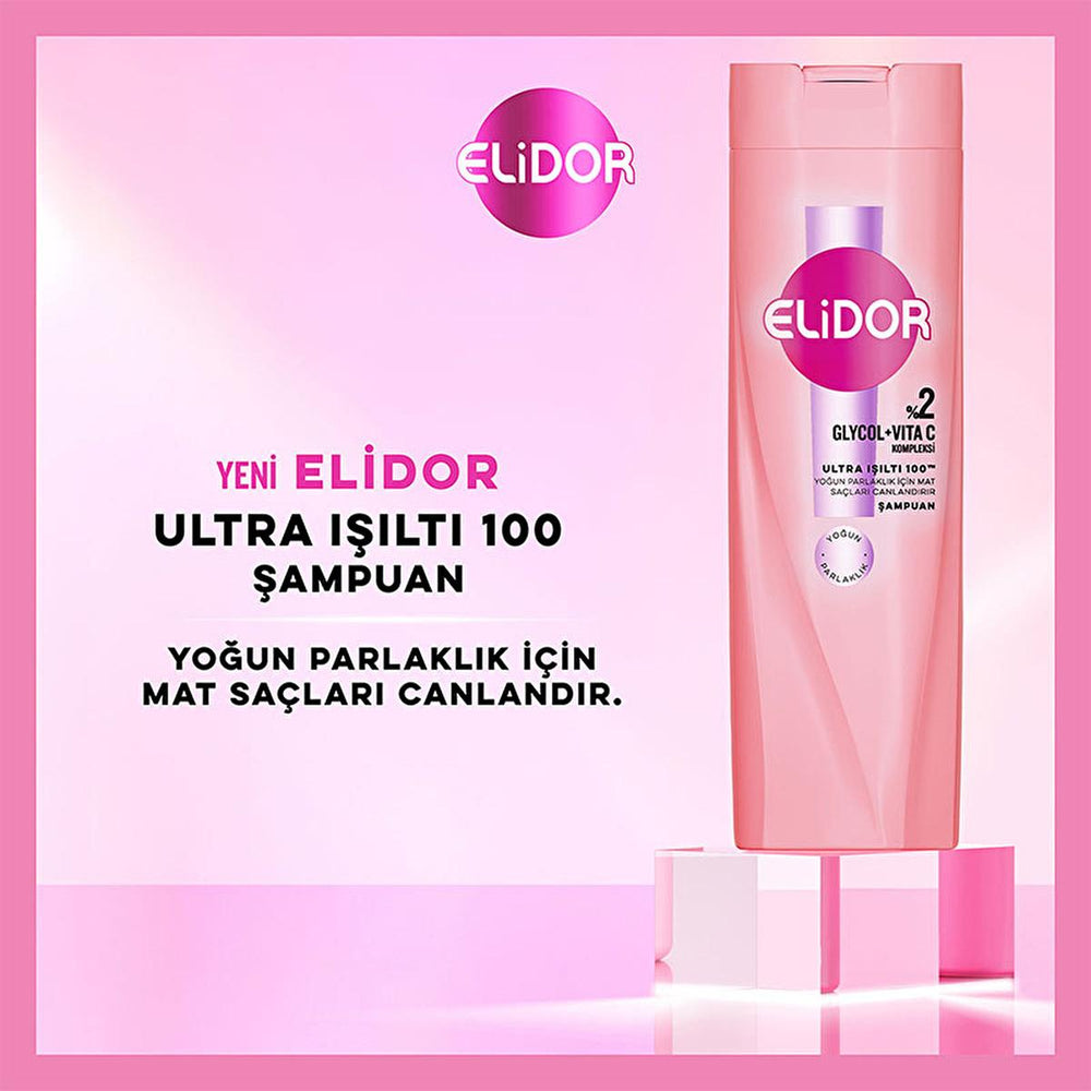 Elidor Ultra Shine Hair Care Shampoo - 100 Hours of 5x More Shine, Intensive Nourishment for Damaged Hair - Shampoo