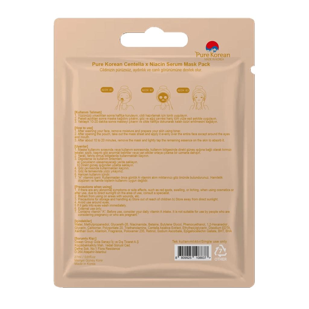 Pure Korean Centella &amp; Niacin Serum Sheet Mask