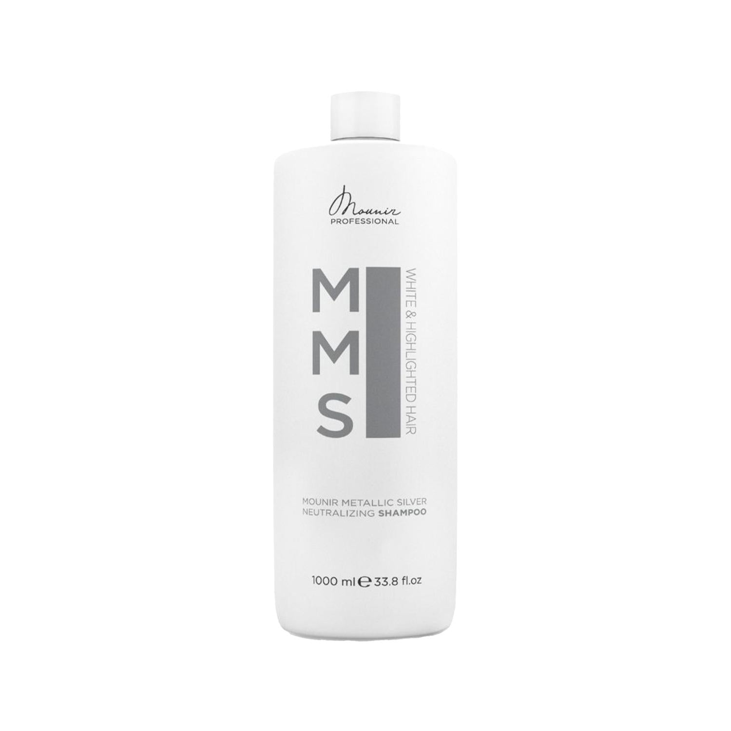 Mounir Silver Hair Shampoo for Gray & White Hair - Neutralizing, 1000ml Mounir Silver Shampoo for Gray Hair - Neutralizing 1000ml gray hair shampoo, white hair shampoo, neutralizing shampoo, silver hair shampoo, Mounir shampoo, hair care for gray hair, brassy tone correction, silver hair care, hair toning shampoo, mature hair care products