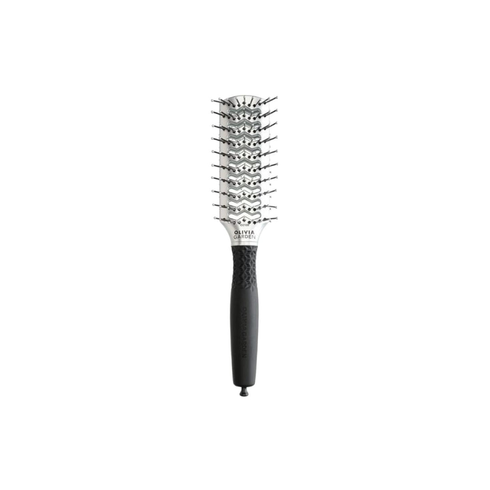 Olivia Garden Double Tunnel Hair Brush - Silver, Detangling & Styling for Long/Curly Hair - Hair Accessories