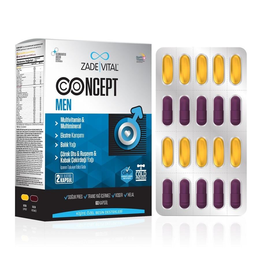 Zade Vital Concept MEN Multivitamin & Omega-3 Support 60 Capsules