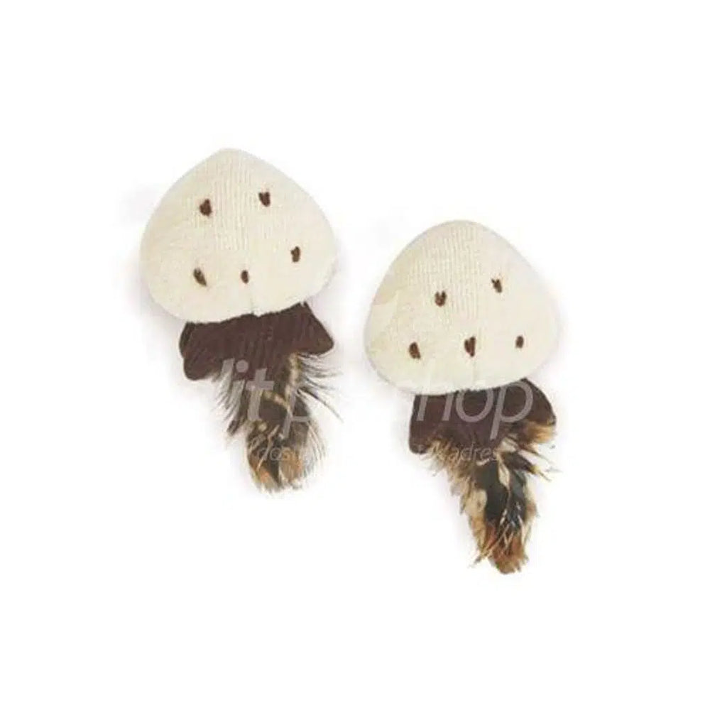 Zampa Eco-Friendly Plush Feather Cat Toy Brown & White 5cm