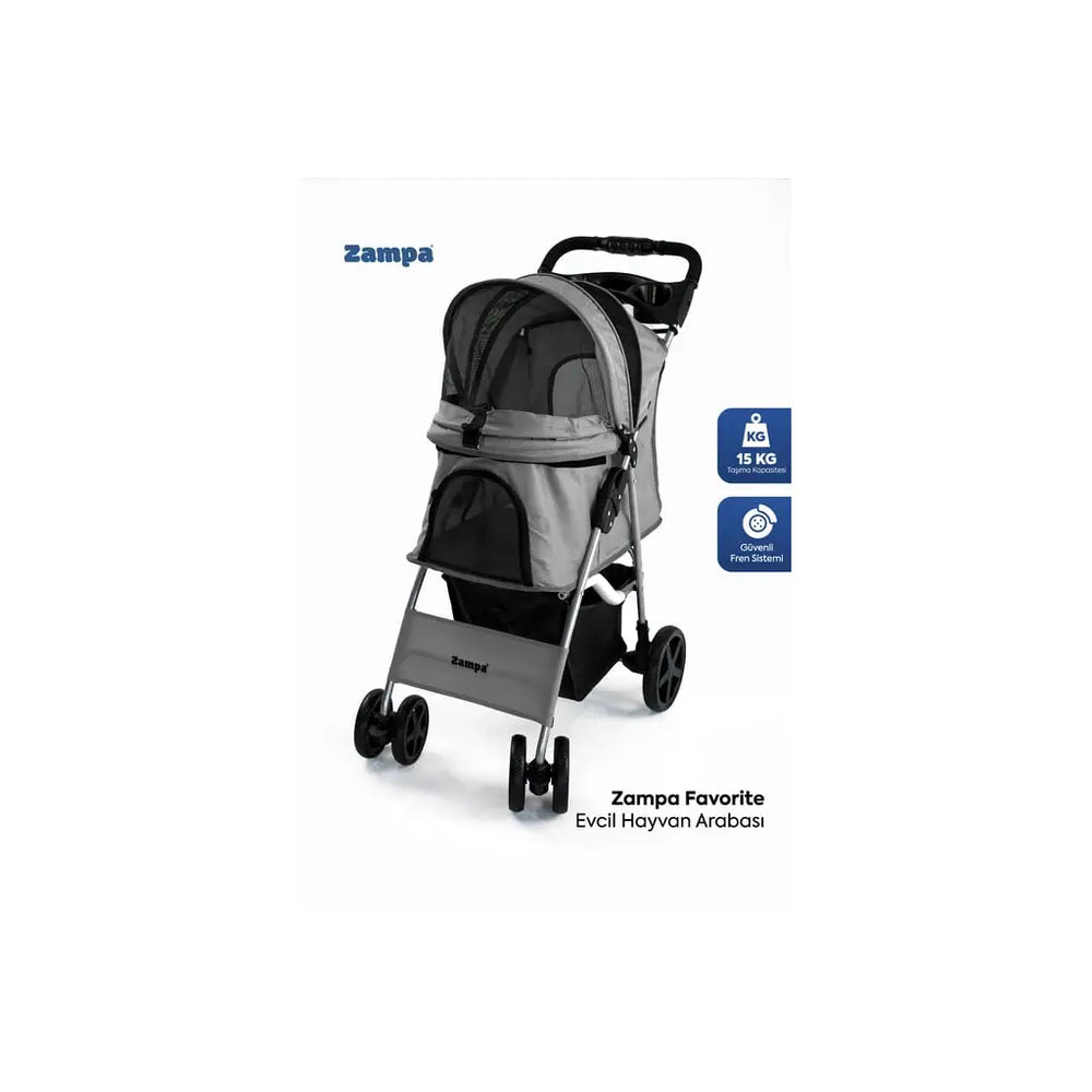 Zampa Favorite Pet Stroller for Cats and Dogs Grey 46x78x99cm