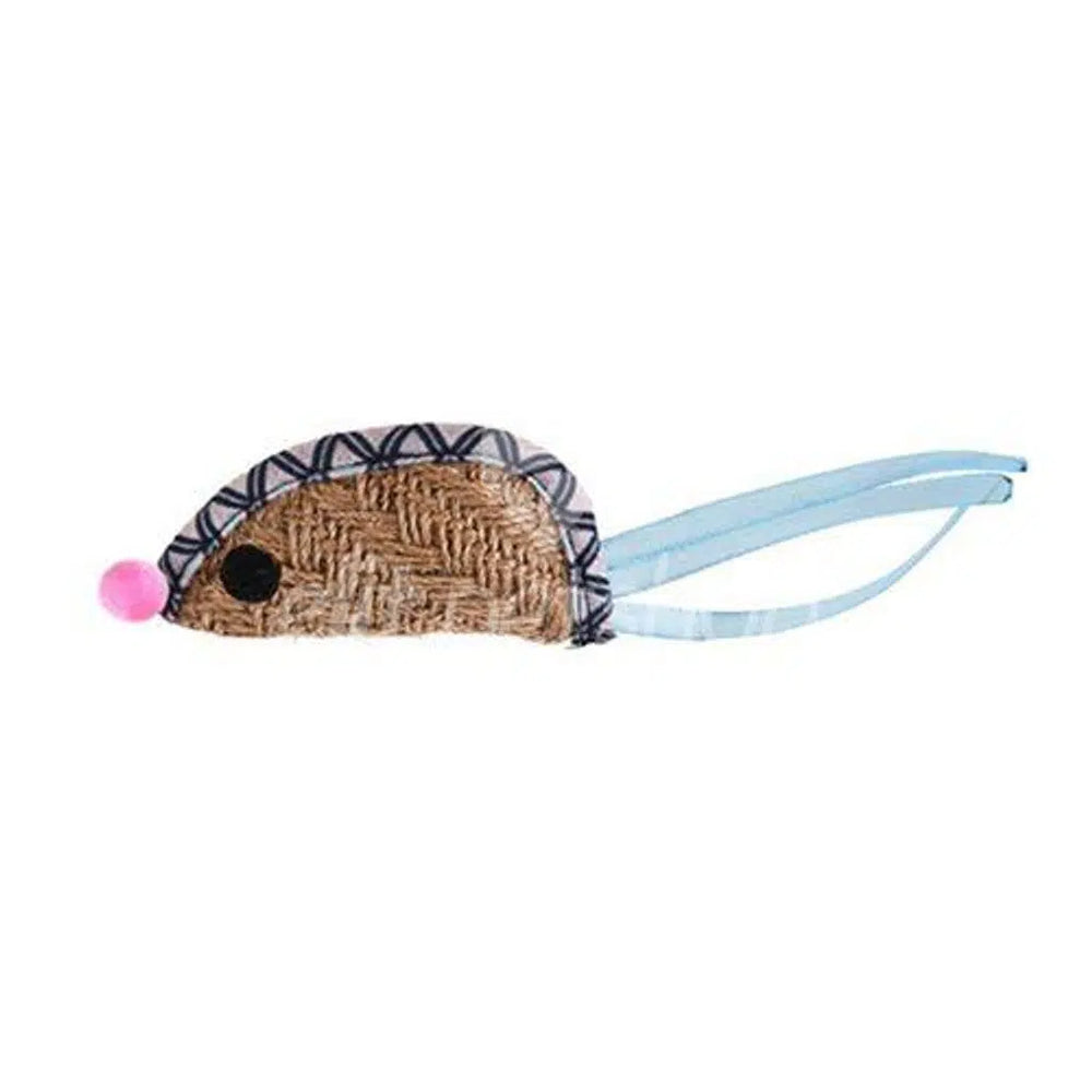 Zampa Brown Wicker Mouse Cat Toy for Interactive Play 18x4.6cm